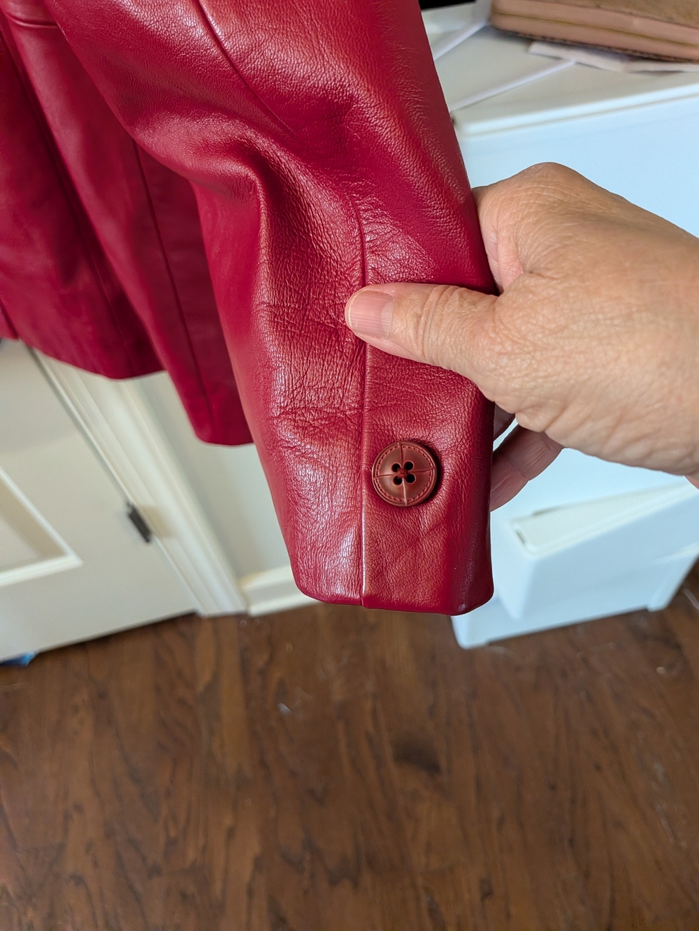 Denim&Co Red Genuine Leather Blazer Jacket Women's XLG Retro Statement - Picture 11 of 11